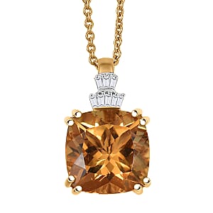 Luxoro AAA Marialite and Diamond I2 3.90 ctw Pendant Necklace in 10K Yellow Gold 20 Inches