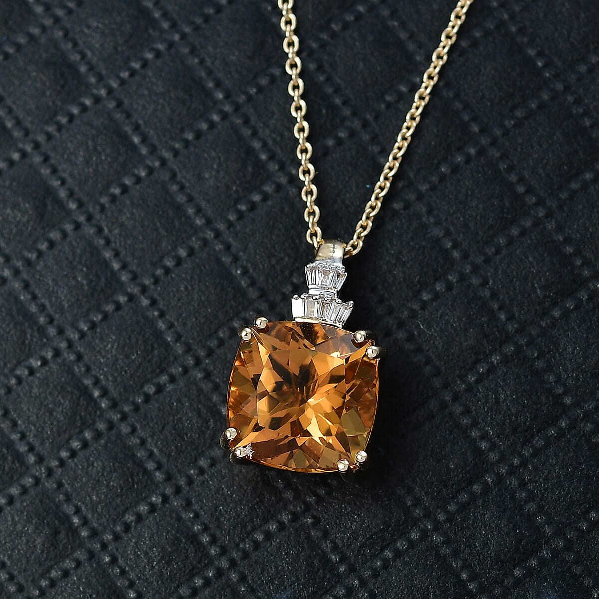 Luxoro AAA Marialite and Diamond I2 3.90 ctw Pendant Necklace in 10K Yellow Gold 20 Inches image number 1