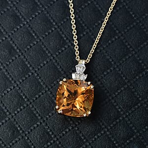 Luxoro AAA Marialite, Diamond Art Deco Pendant Necklace in 10K Yellow Gold 3.90 ctw (20 Inches)