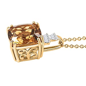 Luxoro AAA Marialite, Diamond Art Deco Pendant Necklace in 10K Yellow Gold 3.90 ctw (20 Inches)