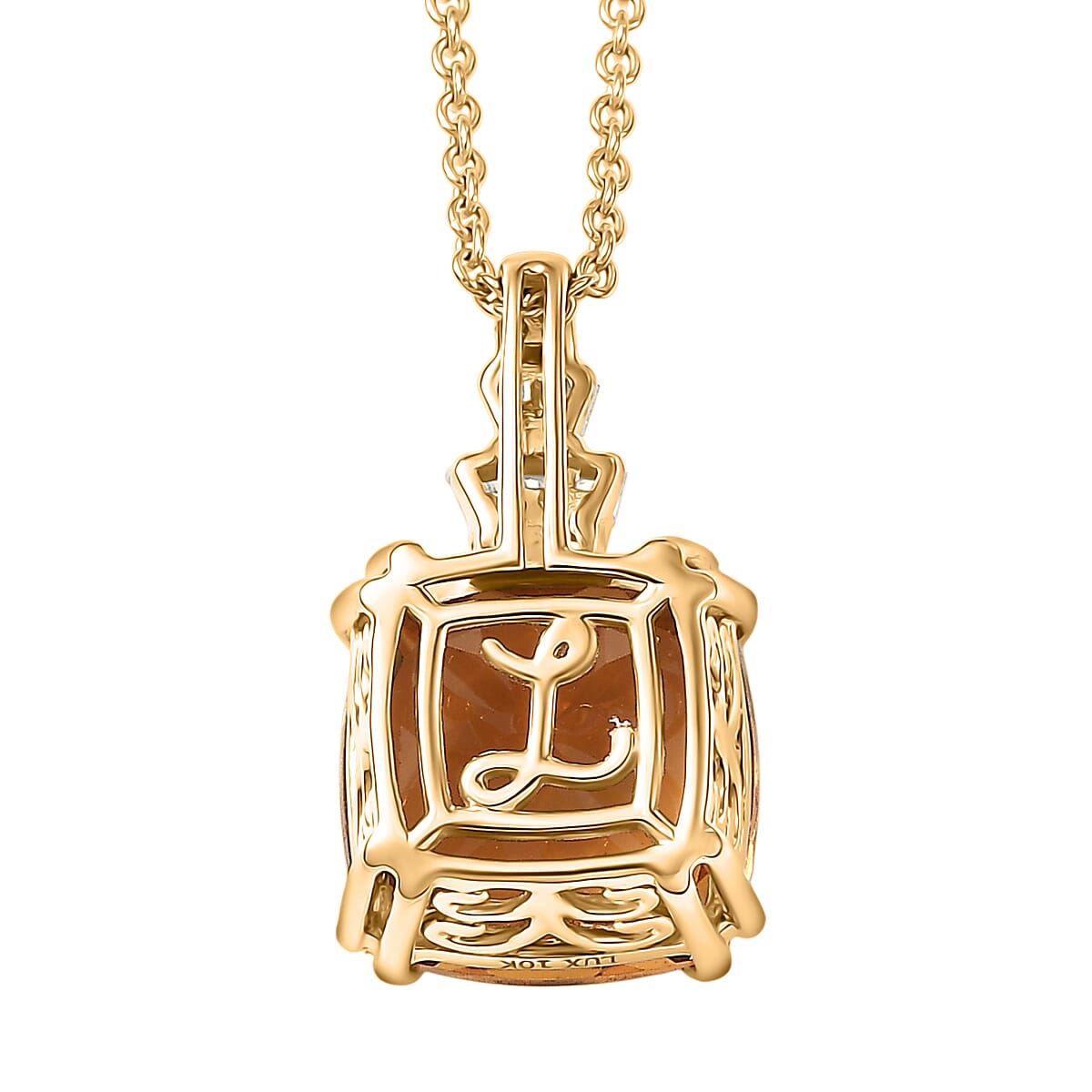 Luxoro AAA Marialite and Diamond I2 3.90 ctw Pendant Necklace in 10K Yellow Gold 20 Inches image number 4