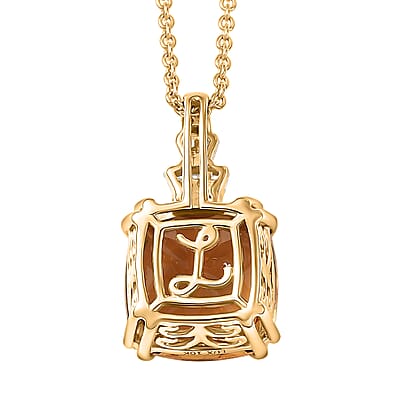 Luxoro AAA Marialite, Diamond Art Deco Pendant Necklace in 10K Yellow Gold 3.90 ctw (20 Inches)