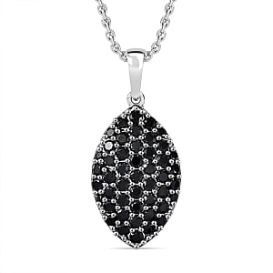 EverTrue Thai Black Spinel 2.15 ctw Midnight Canopy Pendant in Platinum Bond with Stainless Steel Necklace 20 Inches