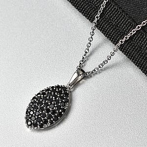 EverTrue Thai Black Spinel 2.15 ctw Midnight Canopy Pendant in Platinum Bond with Stainless Steel Necklace 20 Inches