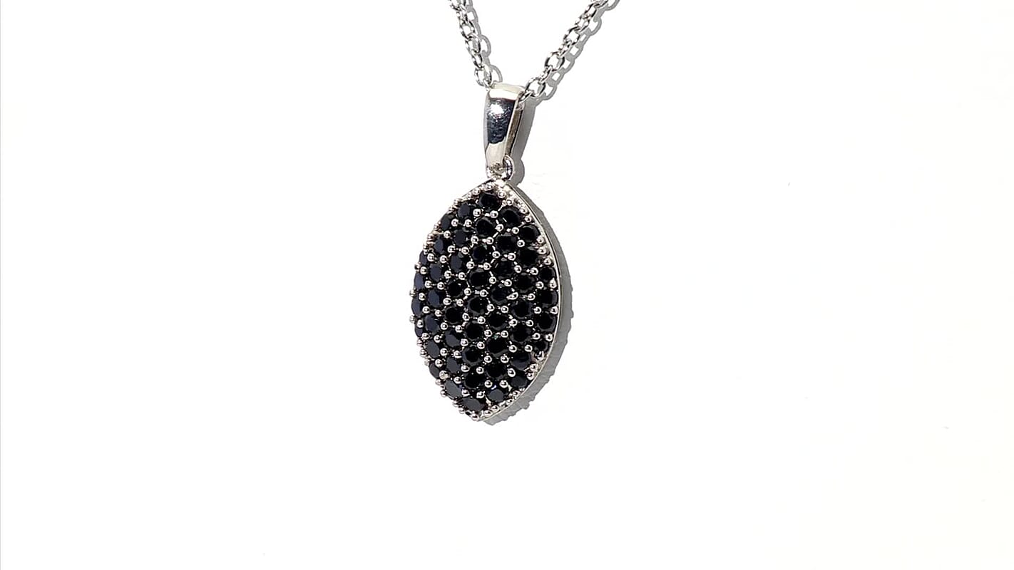 EverTrue Thai Black Spinel 2.15 ctw Midnight Canopy Pendant in Platinum Bond with Stainless Steel Necklace 20 Inches