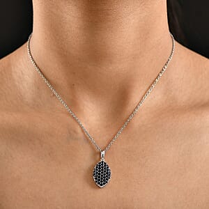 EverTrue Thai Black Spinel 2.15 ctw Midnight Canopy Pendant in Platinum Bond with Stainless Steel Necklace 20 Inches