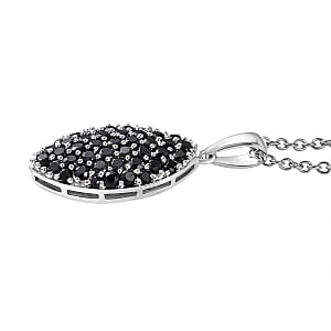 EverTrue Thai Black Spinel 2.15 ctw Midnight Canopy Pendant in Platinum Bond with Stainless Steel Necklace 20 Inches