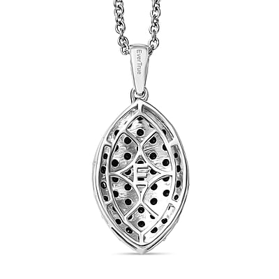 EverTrue Thai Black Spinel 2.15 ctw Midnight Canopy Pendant in Platinum Bond with Stainless Steel Necklace 20 Inches