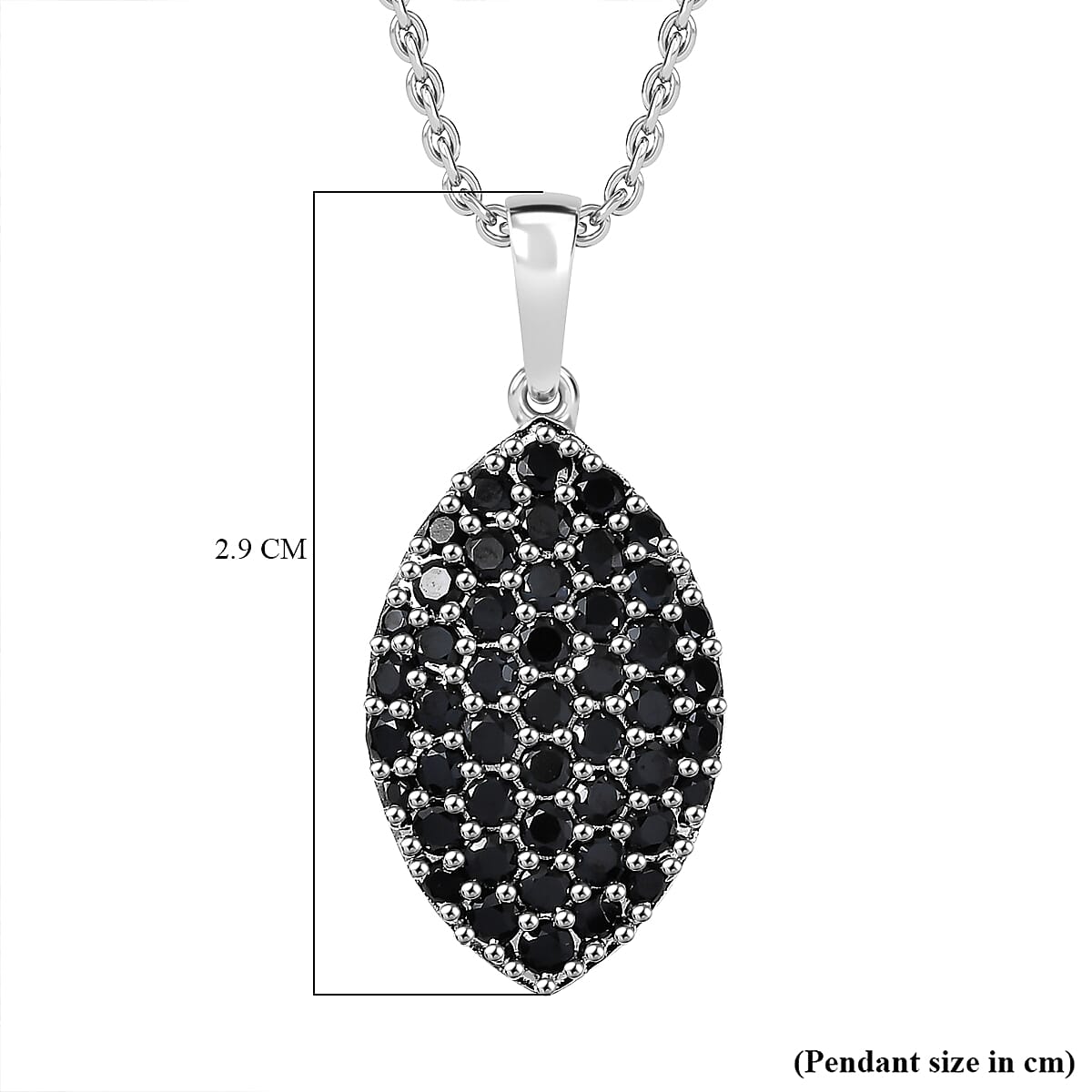 EverTrue Thai Black Spinel 2.15 ctw Midnight Canopy Pendant in Platinum Bond with Stainless Steel Necklace 20 Inches image number 5