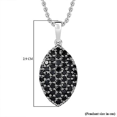 EverTrue Thai Black Spinel 2.15 ctw Midnight Canopy Pendant in Platinum Bond with Stainless Steel Necklace 20 Inches