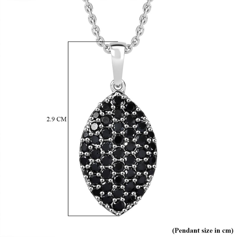 EverTrue Thai Black Spinel 2.15 ctw Midnight Canopy Pendant in Platinum Bond with Stainless Steel Necklace 20 Inches