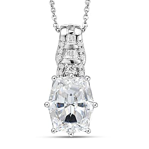 D'Joy Moissanite 4.60 ctw Pendant Necklace in Rhodium Over Sterling Silver 20 Inches 