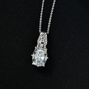 D'Joy Moissanite 4.60 ctw Pendant Necklace in Rhodium Over Sterling Silver 20 Inches 