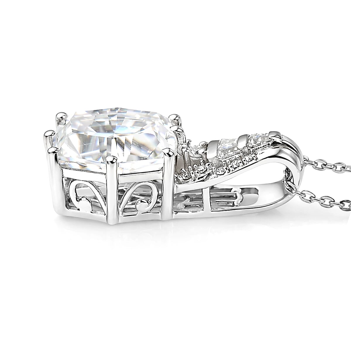 D'Joy Moissanite 4.60 ctw Pendant Necklace in Rhodium Over Sterling Silver 20 Inches  image number 2