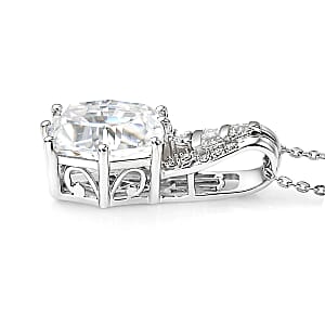 D'Joy Moissanite 4.60 ctw Pendant Necklace in Rhodium Over Sterling Silver 20 Inches 