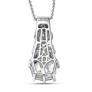 D'Joy Moissanite 4.60 ctw Pendant Necklace in Rhodium Over Sterling Silver 20 Inches 
