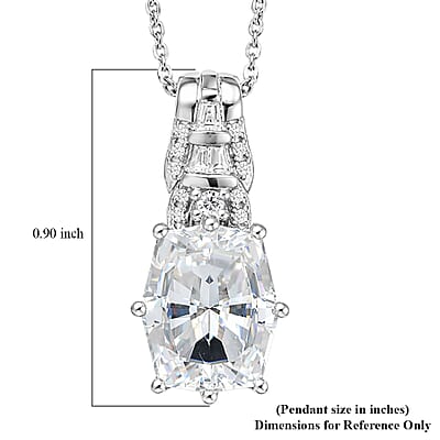 D'Joy Cask Cut Moissanite 4.60 ctw Spotlight Spark Pendant Necklace in Rhodium Over Sterling Silver 20 Inches