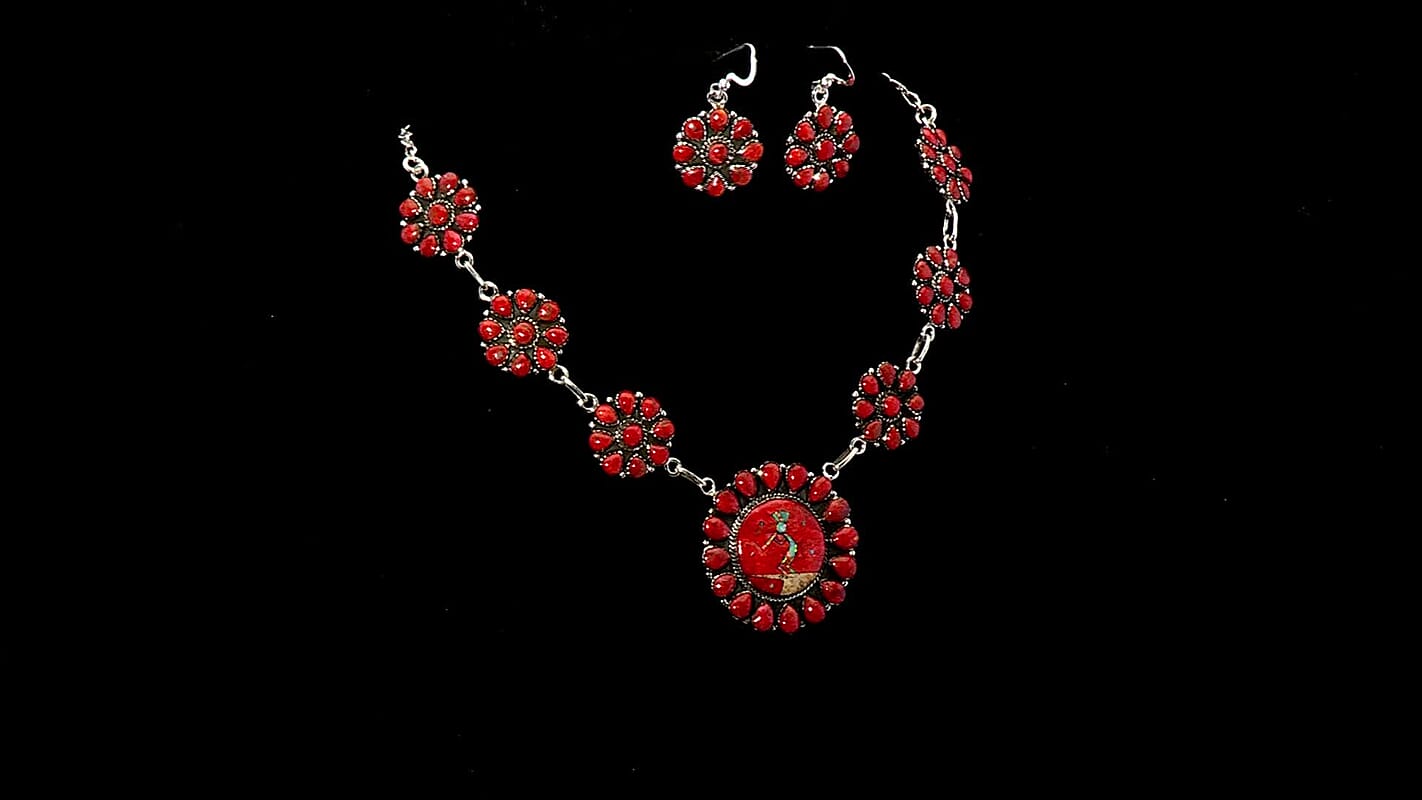 2 Piece Set - Santa Fe Style Kingman Turquoise, Multi Gemstone Necklace (20 Inches) and Earrings in Sterling Silver 15.30 ctw