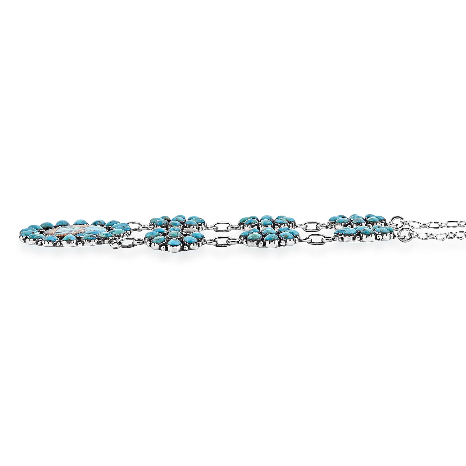2 Piece Set - Santa Fe Style Kingman Turquoise, Multi Gemstone Necklace (20 Inches) and Earrings in Sterling Silver 15.20 ctw