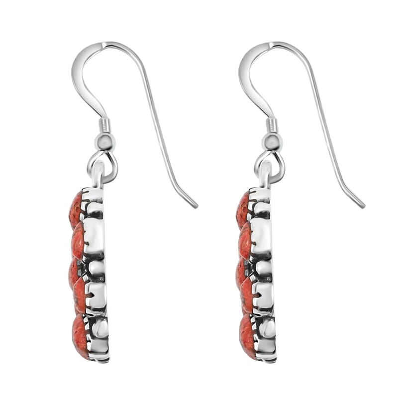 2 Piece Set - Santa Fe Style Red Coral, Multi Gemstone 32.30 ctw Necklace 20 Inches and Earrings in Sterling Silver