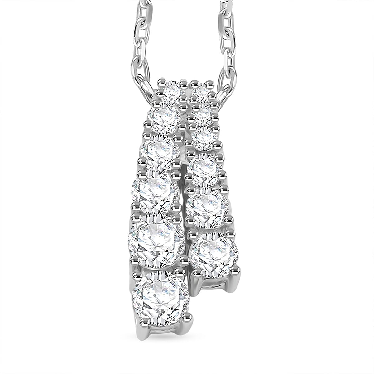 NY Closeout Diamond F VS 0.76 ctw Pendant Necklace 16-18 Inches in 14K White Gold 