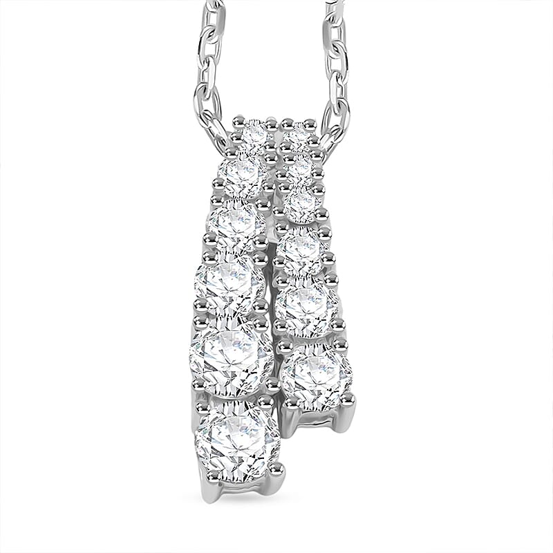 NY Closeout Diamond F VS 0.76 ctw Pendant Necklace 16-18 Inches in 14K White Gold 