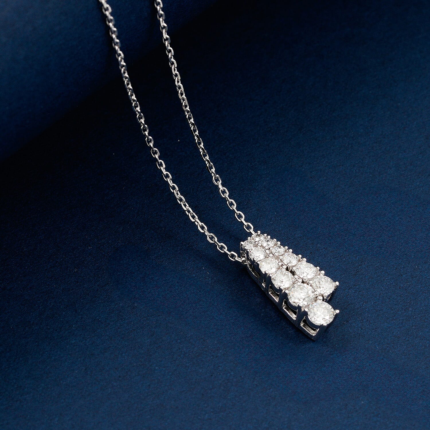 NY Closeout Diamond F VS 0.76 ctw Pendant Necklace 16-18 Inches in 14K White Gold 