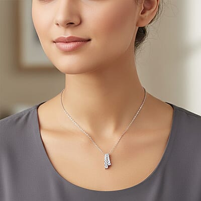 NY Closeout Diamond F VS 0.76 ctw Pendant Necklace 16-18 Inches in 14K White Gold 
