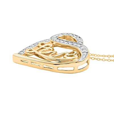 NY Closeout Diamond 0.25 ctw Heart Pendant Necklace 18 Inches in 14K Yellow Gold Over Sterling Silver