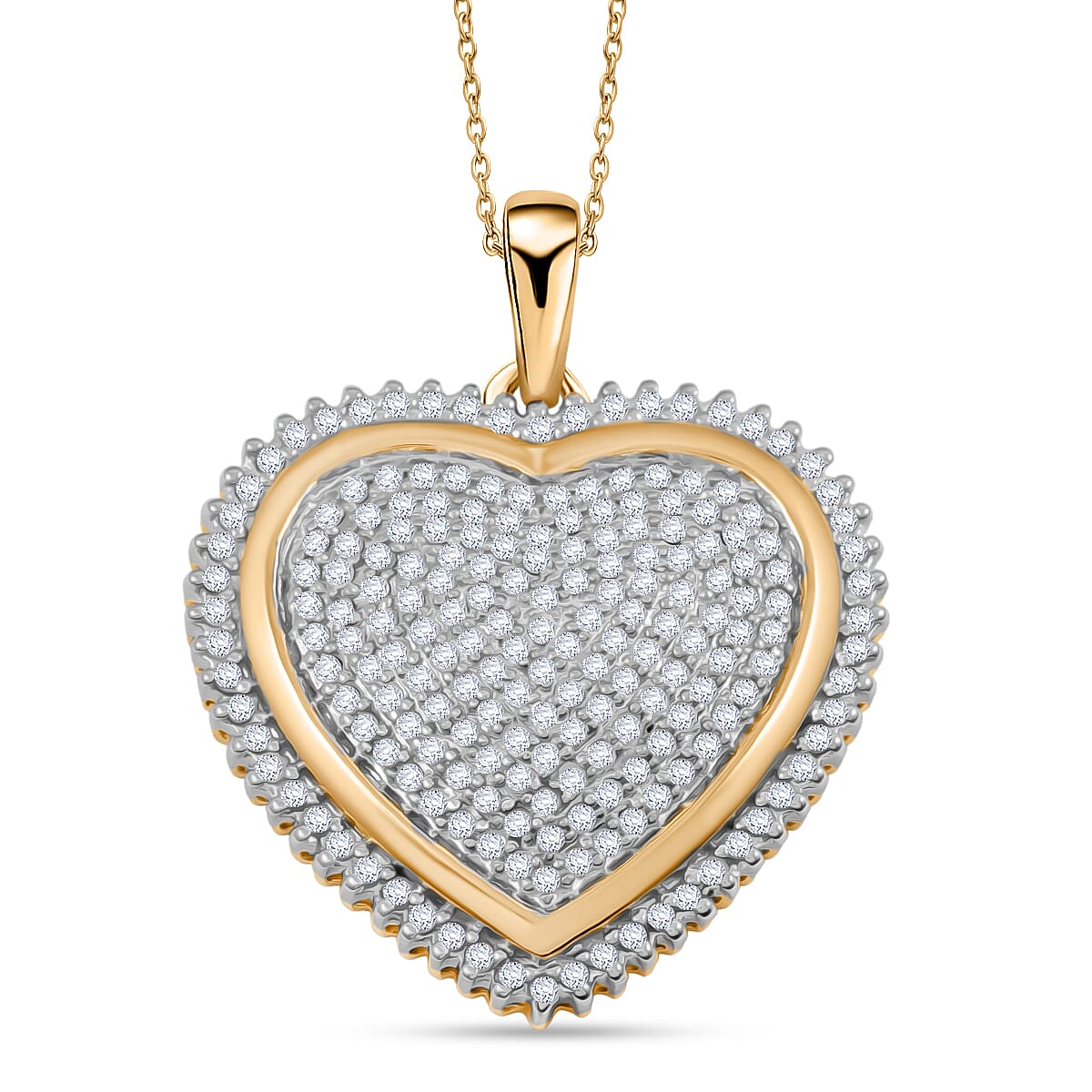 Closeout Diamond I2-I3 2.00 ctw Heart Pendant Necklace in 14K Yellow Gold Over Sterling Silver 18 Inches image number 0