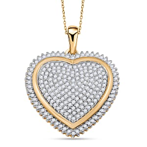 Closeout Diamond I2-I3 2.00 ctw Heart Pendant Necklace in 14K Yellow Gold Over Sterling Silver 18 Inches