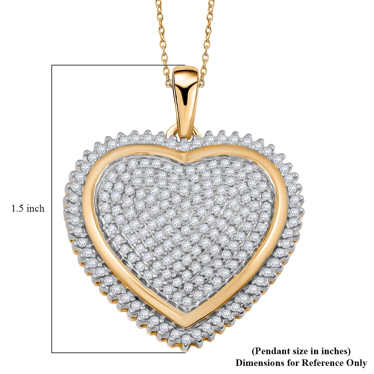 Diamond Heart Pendant Necklace in 14K YG Over Sterling Silver 2.00 ctw (18 Inches)