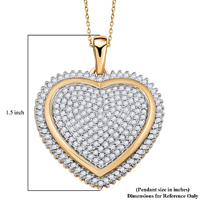 Diamond Heart Pendant Necklace in 14K YG Over Sterling Silver 2.00 ctw (18 Inches)