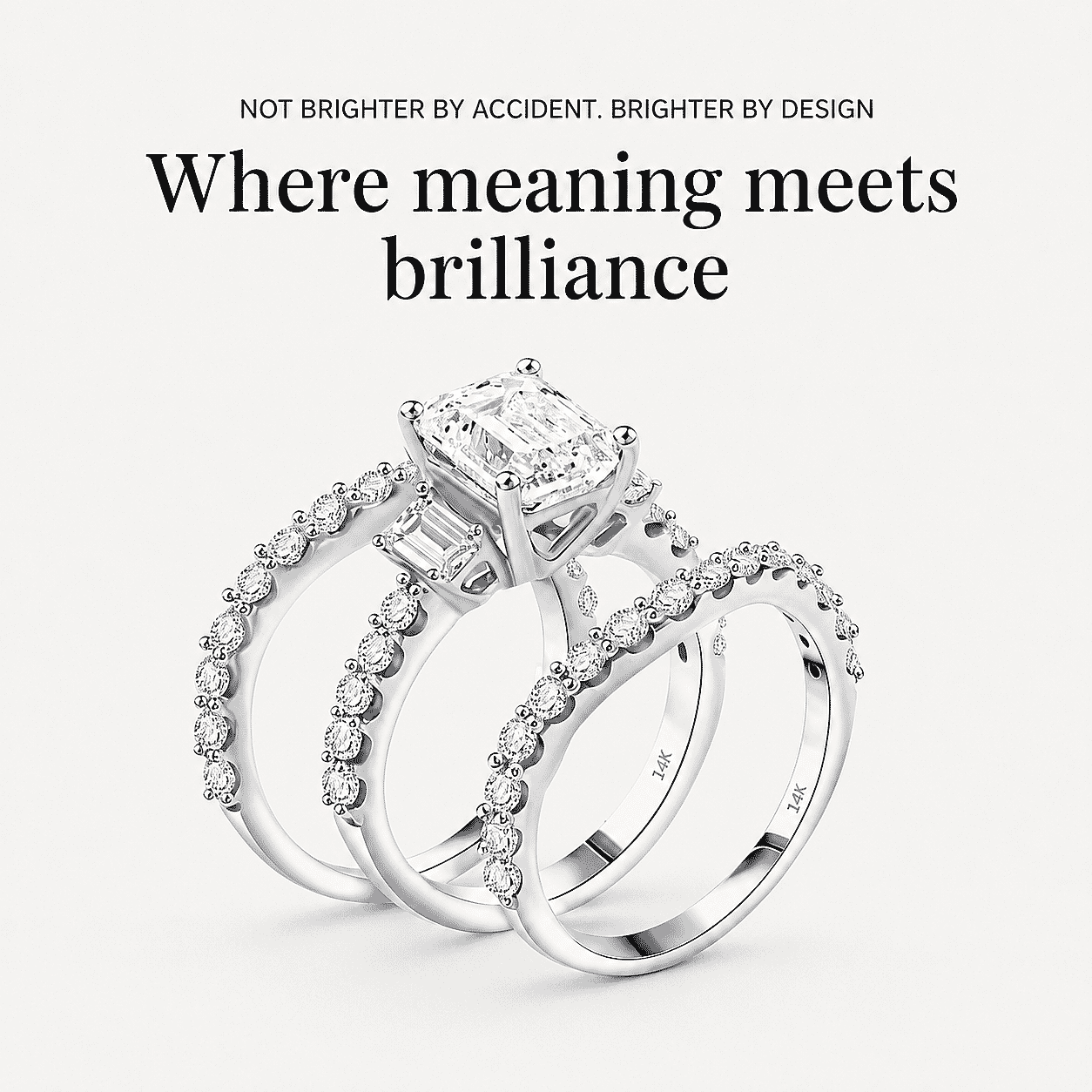 Luxuriant Lab Grown Diamond VS 4.88 ctw Set of 3 Ring in 14K White Gold (Size 7.0) 9.34 Grams