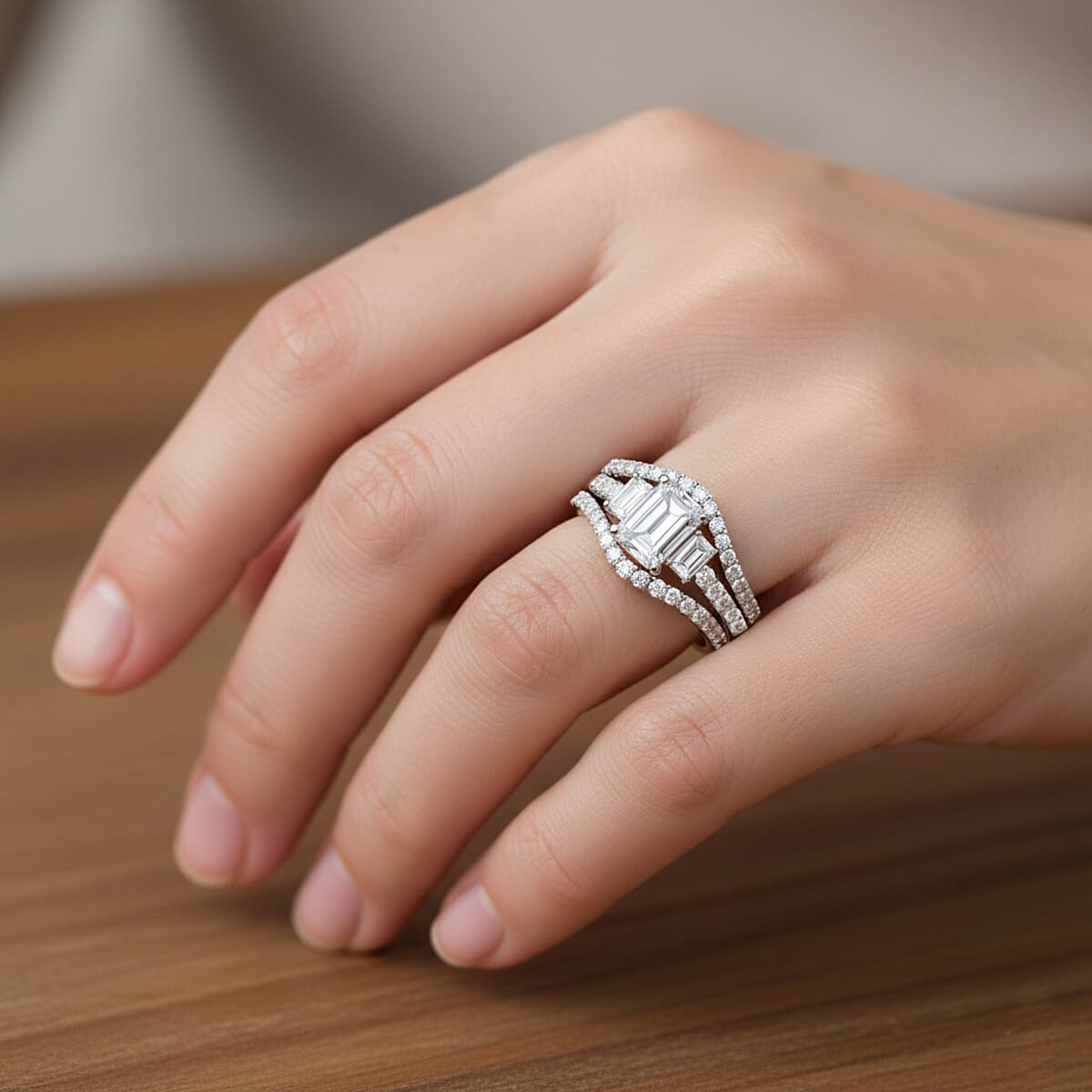 Doorbuster 14K White Gold Luxuriant Lab Grown Diamond (VS) Set of 3 Ring (Size 7.0) (9.34 g) 4.88 ctw image number 2