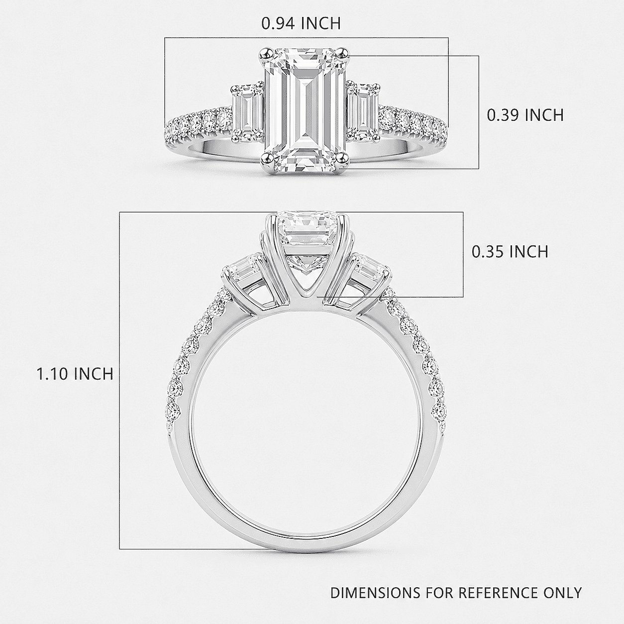  Luxuriant Lab Grown Diamond VS 4.88 ctw Set of 3 Ring in 14K White Gold (Size 7.0) 9.34 Grams