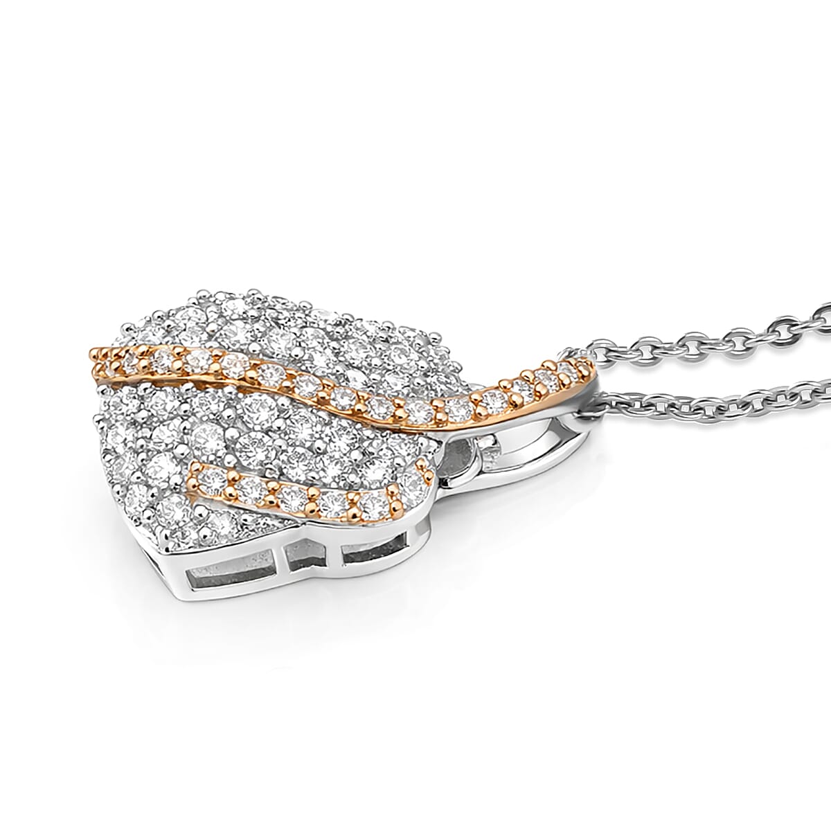 Luxuriant Lab Grown Diamond G-H SI 0.50 ctw Love Ribbon Matrix Pendant Necklace in Rhodium Over Sterling Silver 20 Inches  image number 3