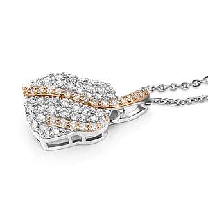 Luxuriant Lab Grown Diamond G-H SI 0.50 ctw Love Ribbon Matrix Pendant Necklace in Rhodium Over Sterling Silver 20 Inches 