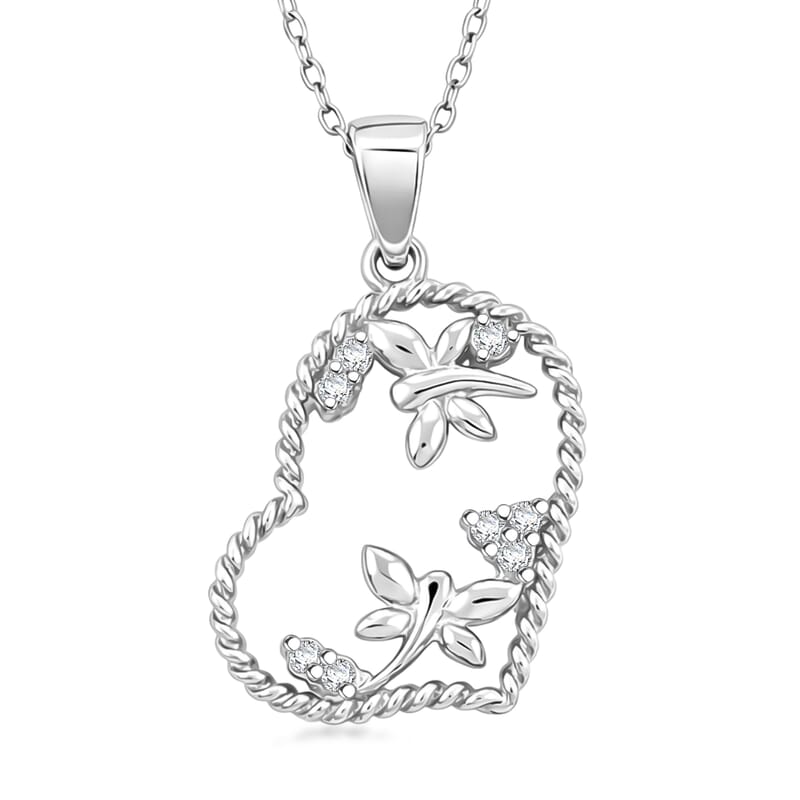 Diamond I2-I3 0.10 ctw Pendant Necklace in Rhodium Over Sterling Silver 18 Inches