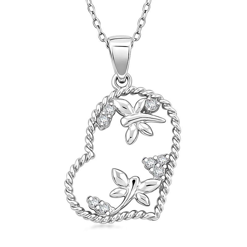 Diamond I2-I3 0.10 ctw Pendant Necklace in Rhodium Over Sterling Silver 18 Inches