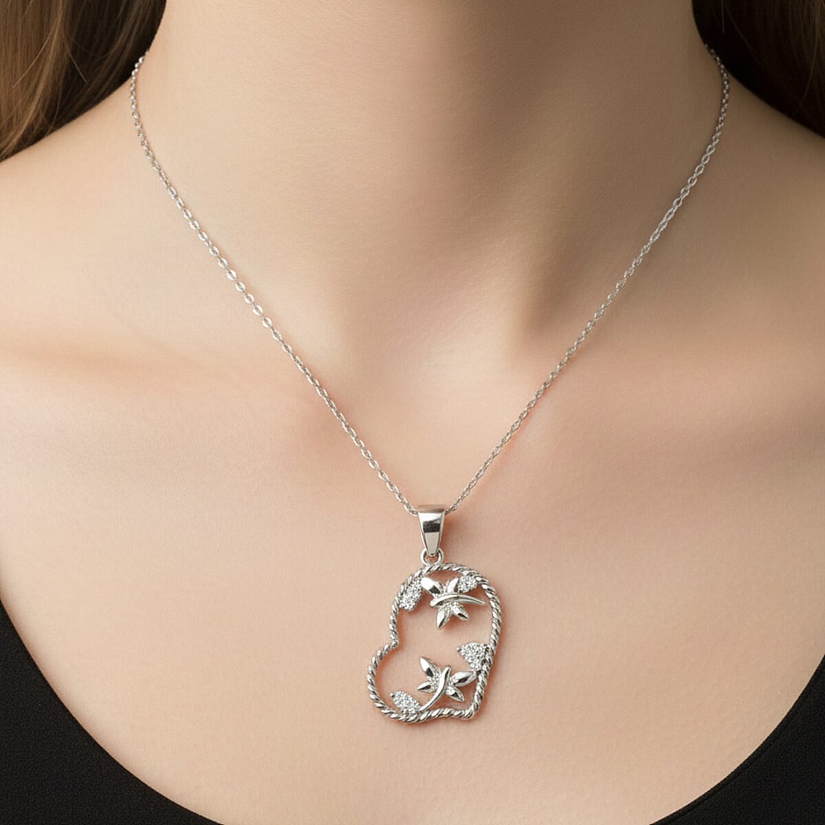 Diamond I2-I3 0.10 ctw Pendant Necklace in Rhodium Over Sterling Silver 18 Inches image number 2