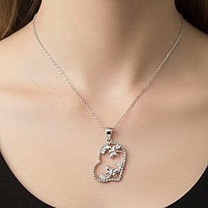 Diamond I2-I3 0.10 ctw Pendant Necklace in Rhodium Over Sterling Silver 18 Inches