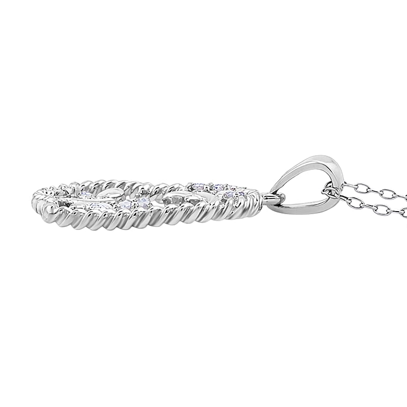 Diamond I2-I3 0.10 ctw Pendant Necklace in Rhodium Over Sterling Silver 18 Inches