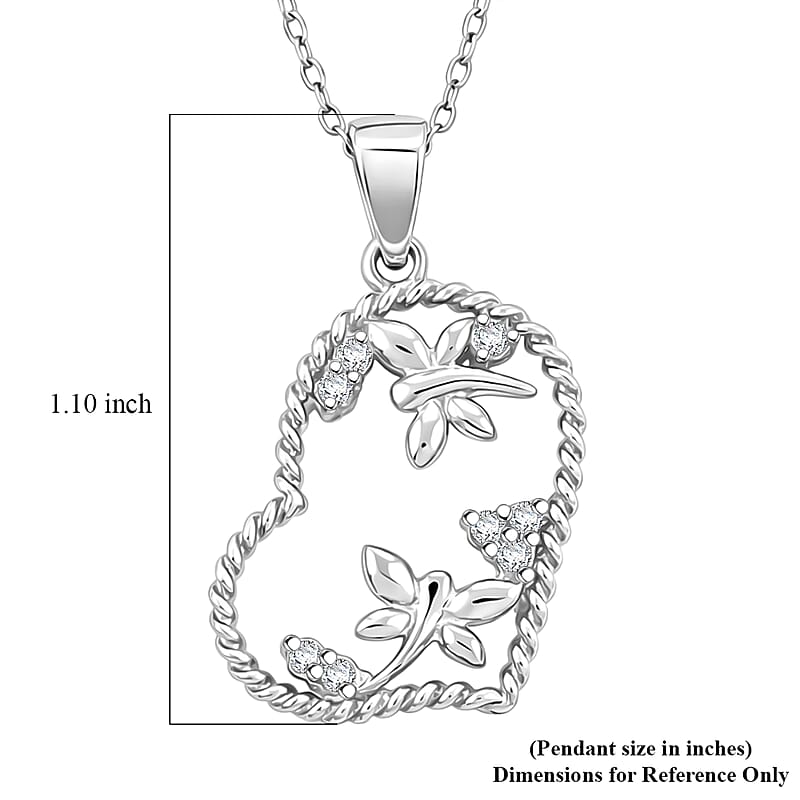 Diamond I2-I3 0.10 ctw Pendant Necklace in Rhodium Over Sterling Silver 18 Inches