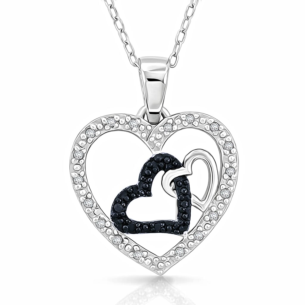 Diamond 0.20 ctw Pendant Necklace in Rhodium Over Sterling Silver 18 Inches