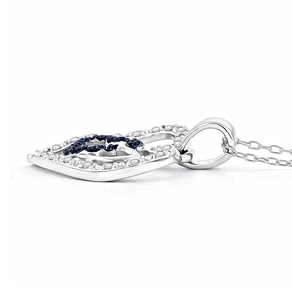 Diamond 0.20 ctw Pendant Necklace in Rhodium Over Sterling Silver 18 Inches