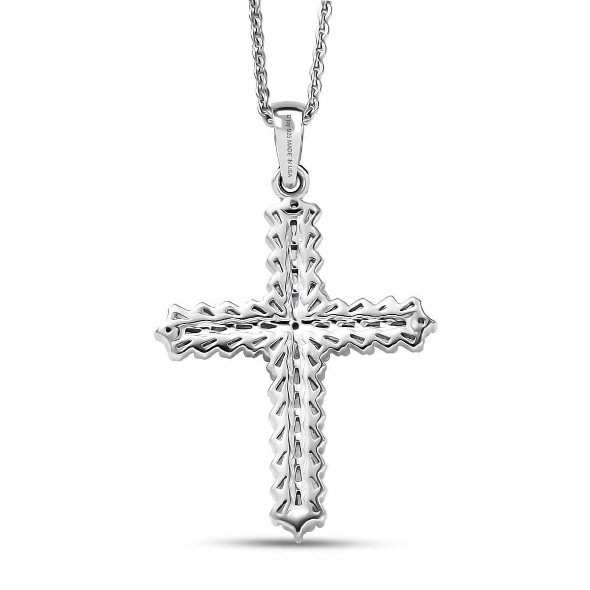 D'Joy Diamond 0.50 ctw Cross Pendant Necklace in Rhodium Over Sterling Silver (20 Inches) image number 4