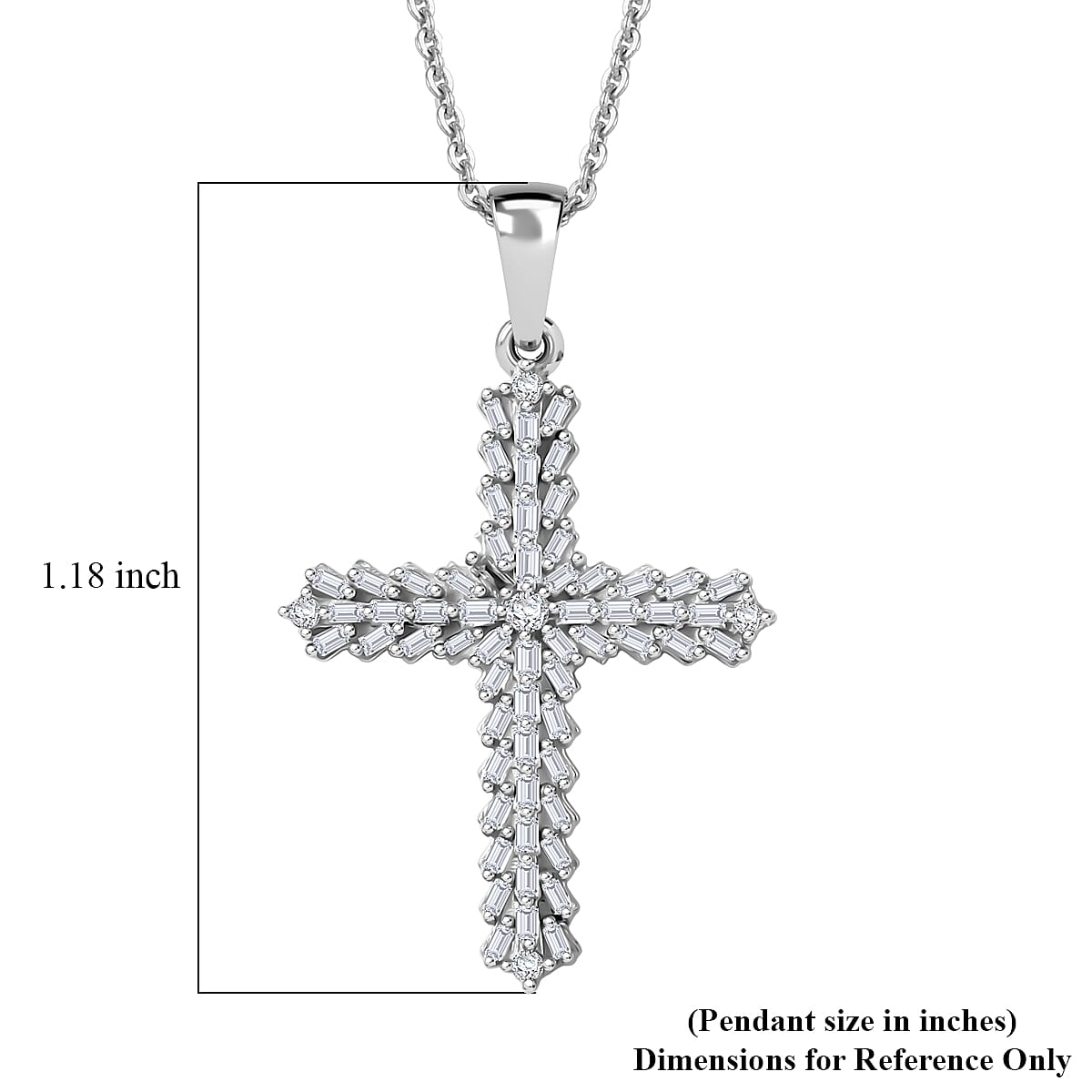 D'Joy Diamond 0.50 ctw Cross Pendant Necklace in Rhodium Over Sterling Silver 20 Inches