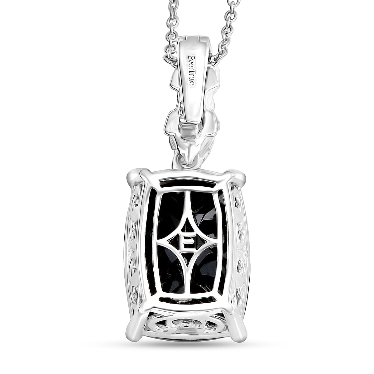 EverTrue Thai Black Spinel 22.70 ctw Pendant in Platinum Bond with Stainless Steel Necklace 20 Inches image number 4