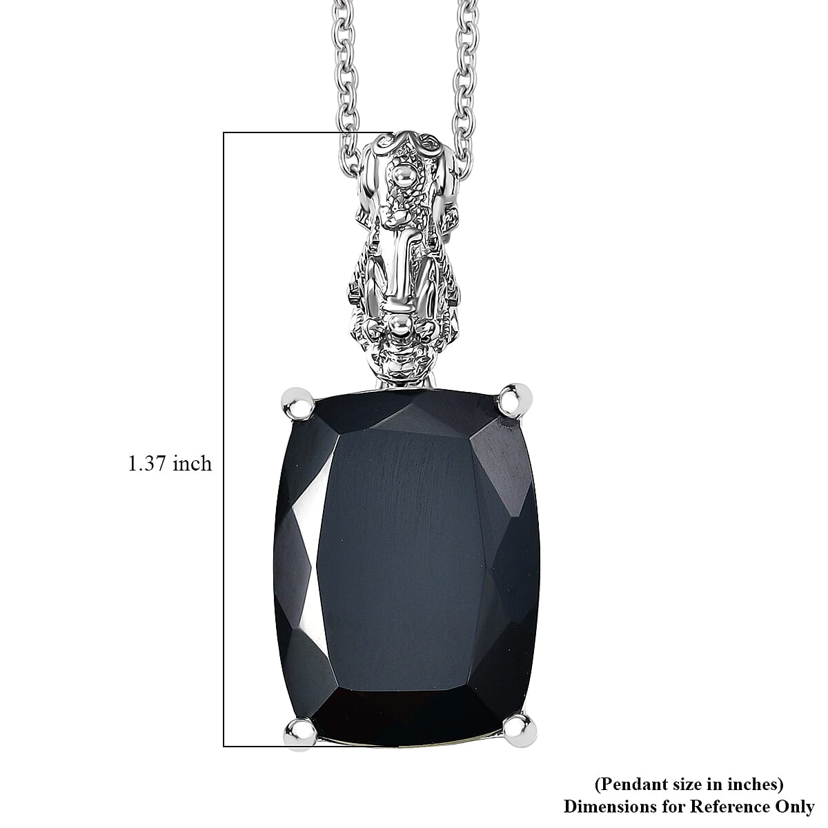 EverTrue Thai Black Spinel 22.70 ctw Pendant in Platinum Bond with Stainless Steel Necklace 20 Inches image number 5